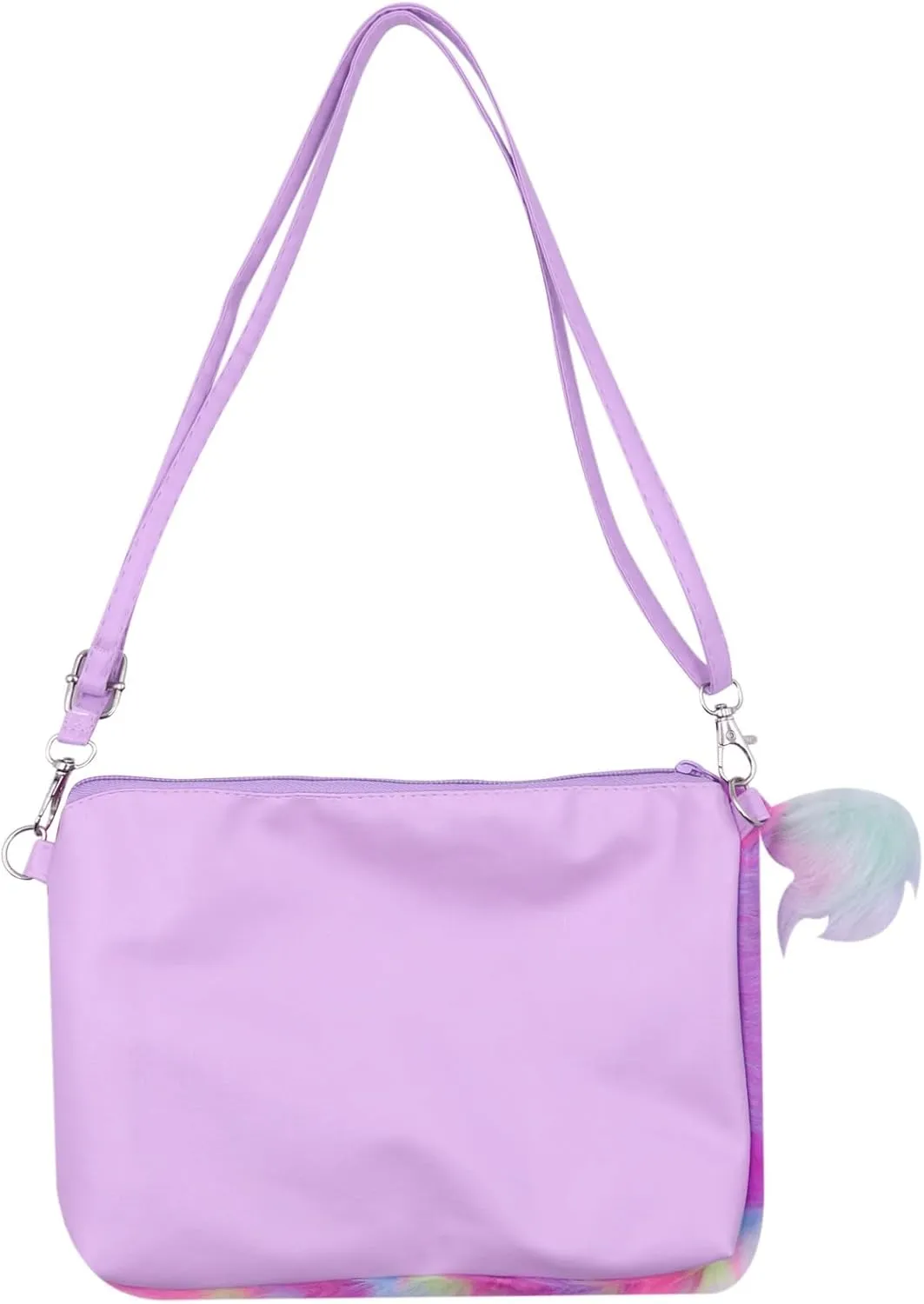 JUMISEE Kids Girls Fluffy Crossbody Purse Tie Dye Rainbow Faux Fur Shoulder Bag Handbag Wallet for Women