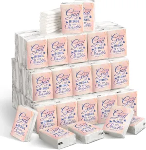 Karenhi Christian Purse Tissue Packs Wedding Tissues Packs for Guests Bible Verse Mini Size Tissue Packs Pocket Tissues Travel Packs for Home Bag Car Homeless Gifts(200 Packs)