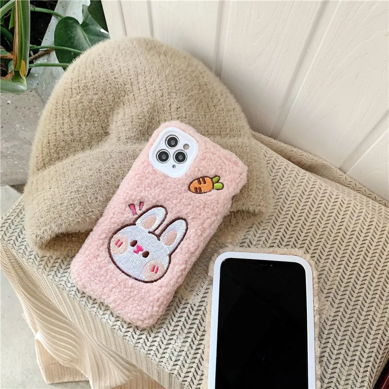 Kawaii Cartoon Bear Plush iPhone Case