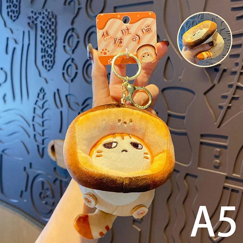 Kawaii Snack Cat Plush Keychain