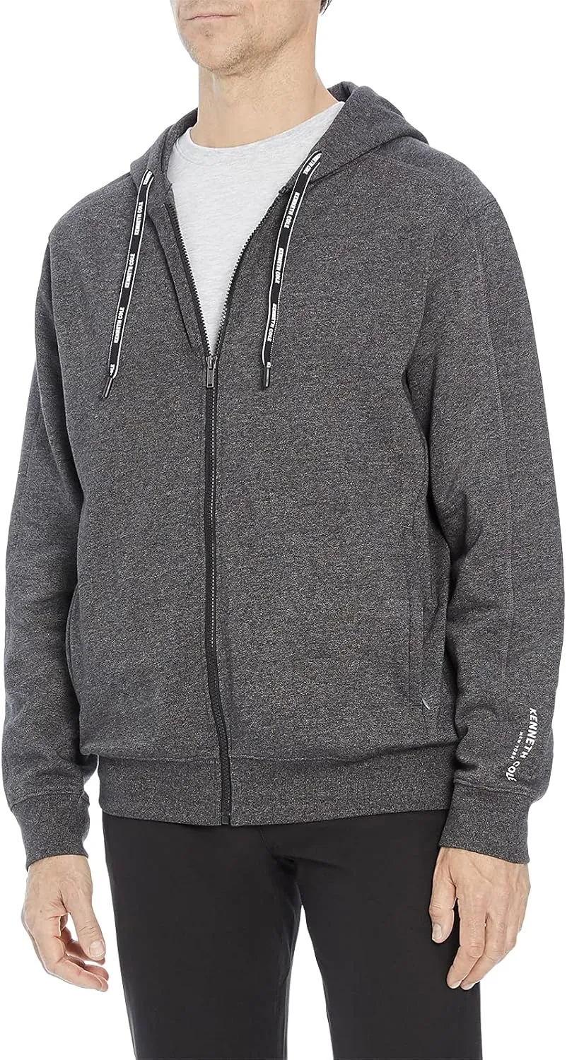 Kenneth Cole Mens Hoodie Zip Up Sweatshirt - Organic and Recycled Cotton Sweatshirts for Men with Zipper Pockets