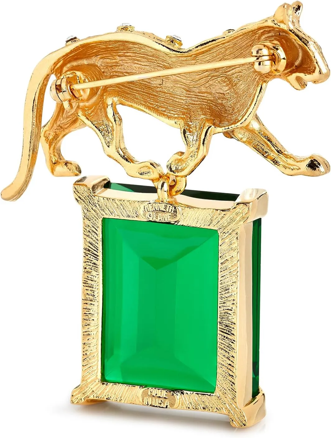 Kenneth Jay Lane Women's Polished Gold Animal Pins or Brooches with Faux Emerald and Enamel Details