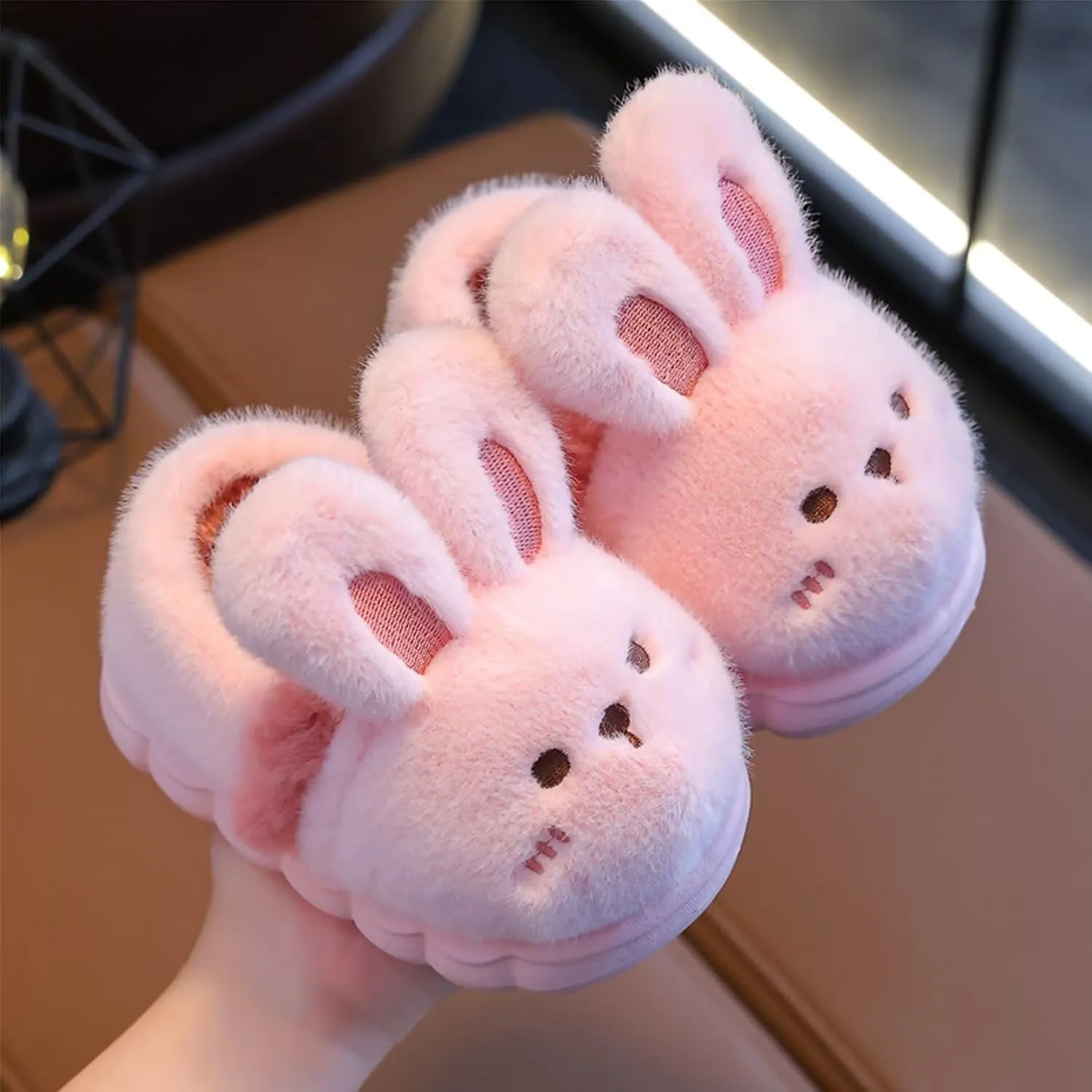 KEYUSHOP Toddler Slippers Boys Girls Kids House Slippers Animal Slippers Bear Bunny Frog Cow Slippers Non-slip Preppy Slippers Warm Winter Fuzzy Slippers Indoor Outdoor House Shoes