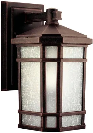 Kichler Cameron 10.75" 1 Light Outdoor Wall Light with Etched Linen Glass in Prairie Rock