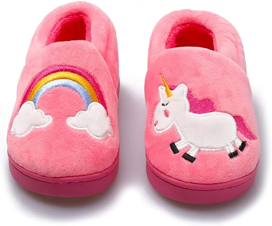 Kids Boys Girls Warm Slippers Kids Non-Slip Winter Indoor Household Shoes