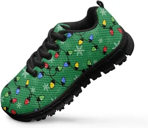 Kids Christmas Sneaker Soft Breathable Lightweight Anti-Slip Tennis Shoes for Litter Kids Lace-Up Athletic Outdoor School Footwear Running Shoes for Big Kid US 11-5