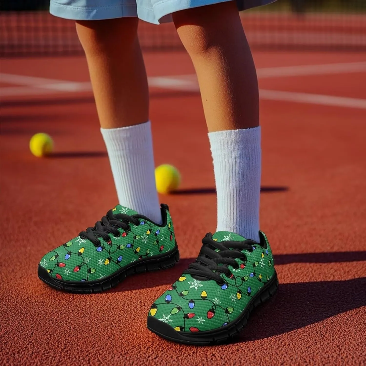Kids Christmas Sneaker Soft Breathable Lightweight Anti-Slip Tennis Shoes for Litter Kids Lace-Up Athletic Outdoor School Footwear Running Shoes for Big Kid US 11-5