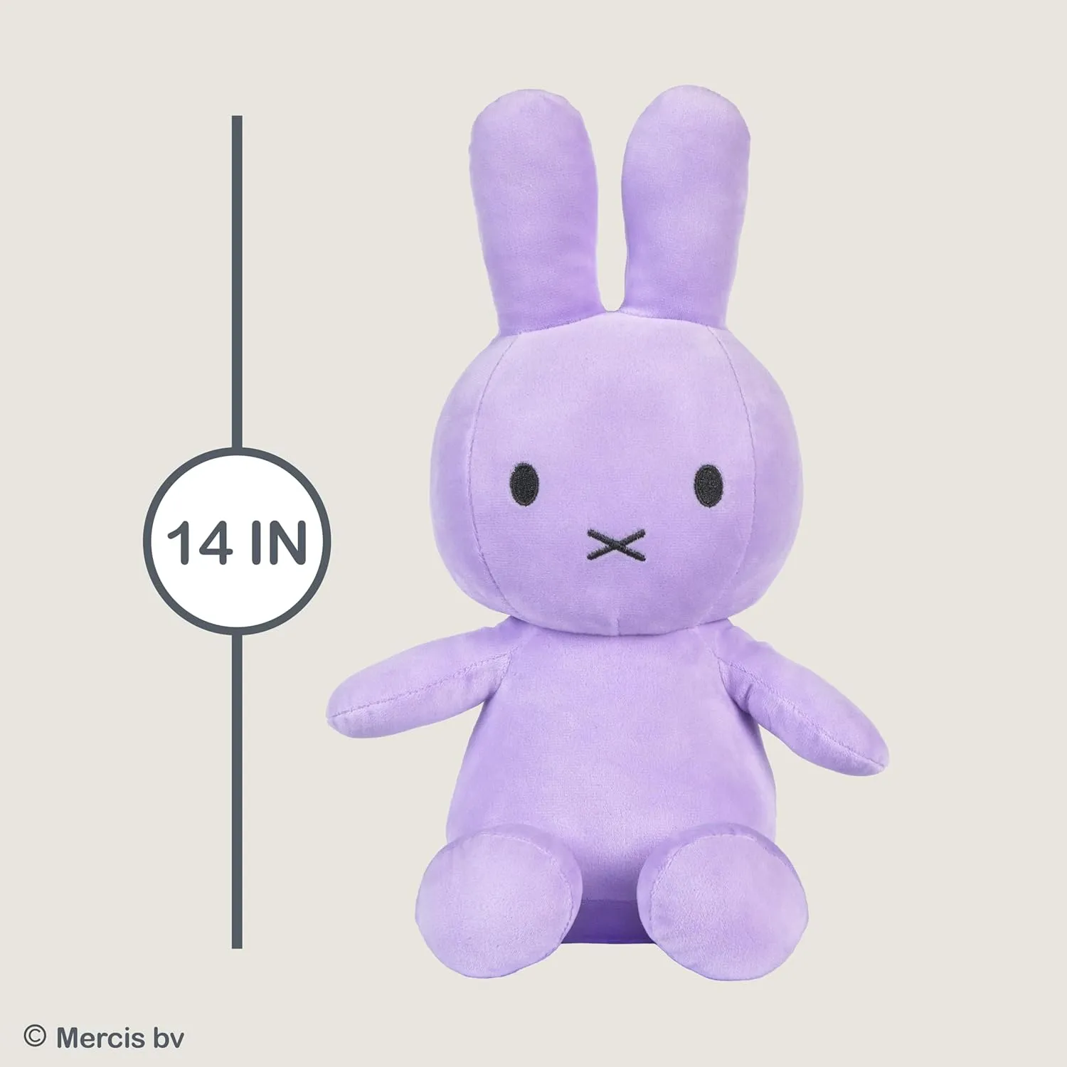 KIDS PREFERRED Miffy Plush Toy, 14 Inch Sitting Dutch Bunny Plush by Dick Bruna, Soft Boa Rabbit Bunny Stuffed Animal Plushie Doll for Girls and Boys - Purple