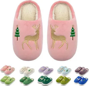 Kids Reindeer Slippers - Soft, Cozy, Non-Slip Indoor Shoes for Toddlers - Christmas Gifts for Boys & Girls