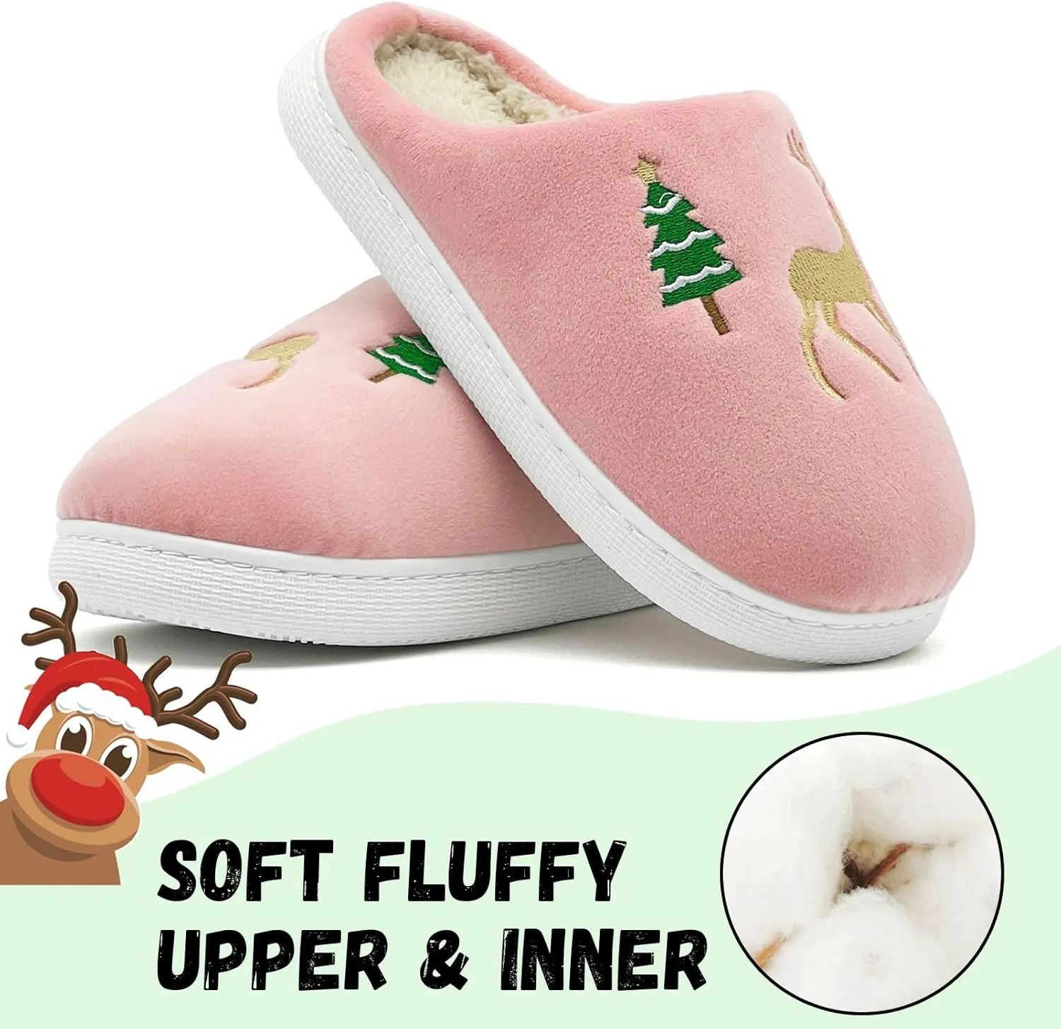 Kids Reindeer Slippers - Soft, Cozy, Non-Slip Indoor Shoes for Toddlers - Christmas Gifts for Boys & Girls