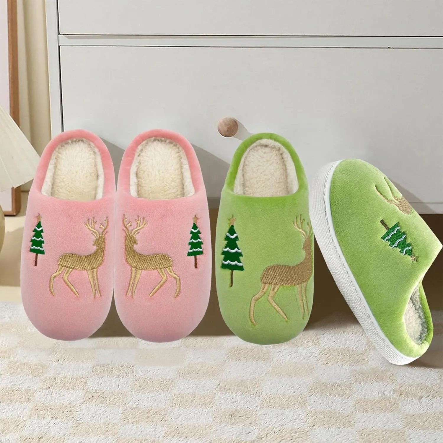 Kids Reindeer Slippers - Soft, Cozy, Non-Slip Indoor Shoes for Toddlers - Christmas Gifts for Boys & Girls