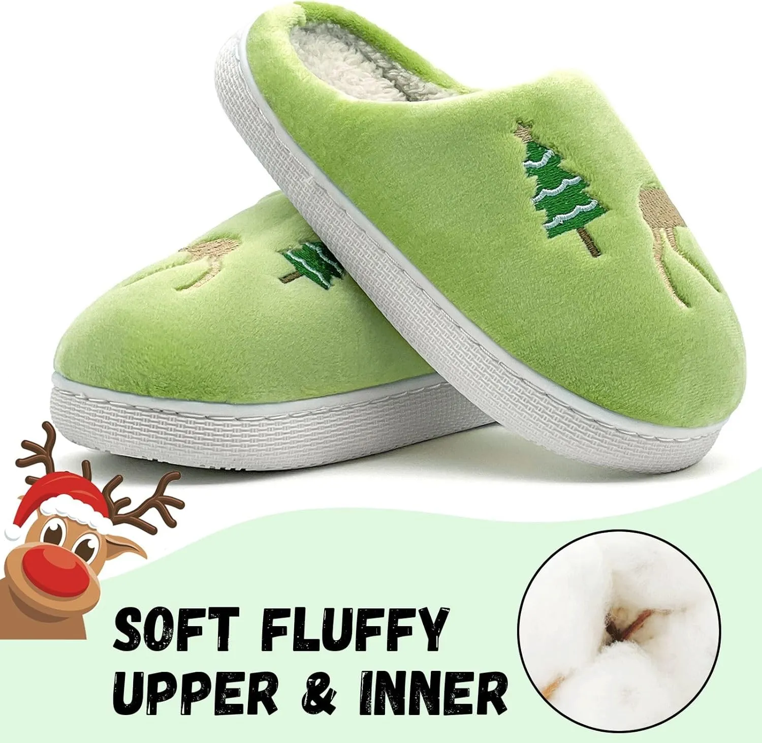 Kids Reindeer Slippers - Soft, Cozy, Non-Slip Indoor Shoes for Toddlers - Christmas Gifts for Boys & Girls