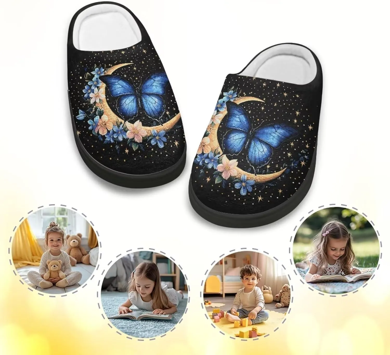 Kids Slippers Anti-slip Plush Slippers Cozy House Slippers Winter Bedroom Slippers for Home
