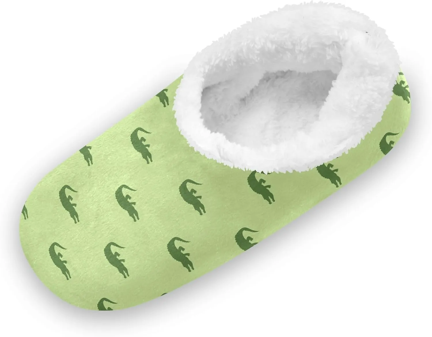 Kids Winter Slippers Animal Green Crocodile Silhouette Warm Soft Non Slip House Slippers for Boys Girls Indoor