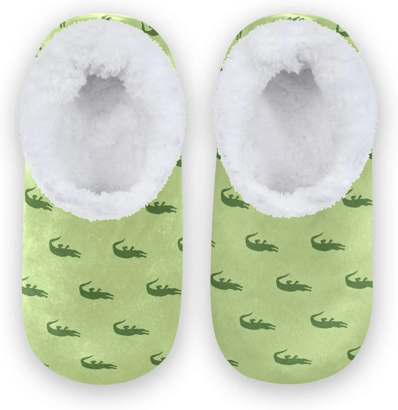 Kids Winter Slippers Animal Green Crocodile Silhouette Warm Soft Non Slip House Slippers for Boys Girls Indoor