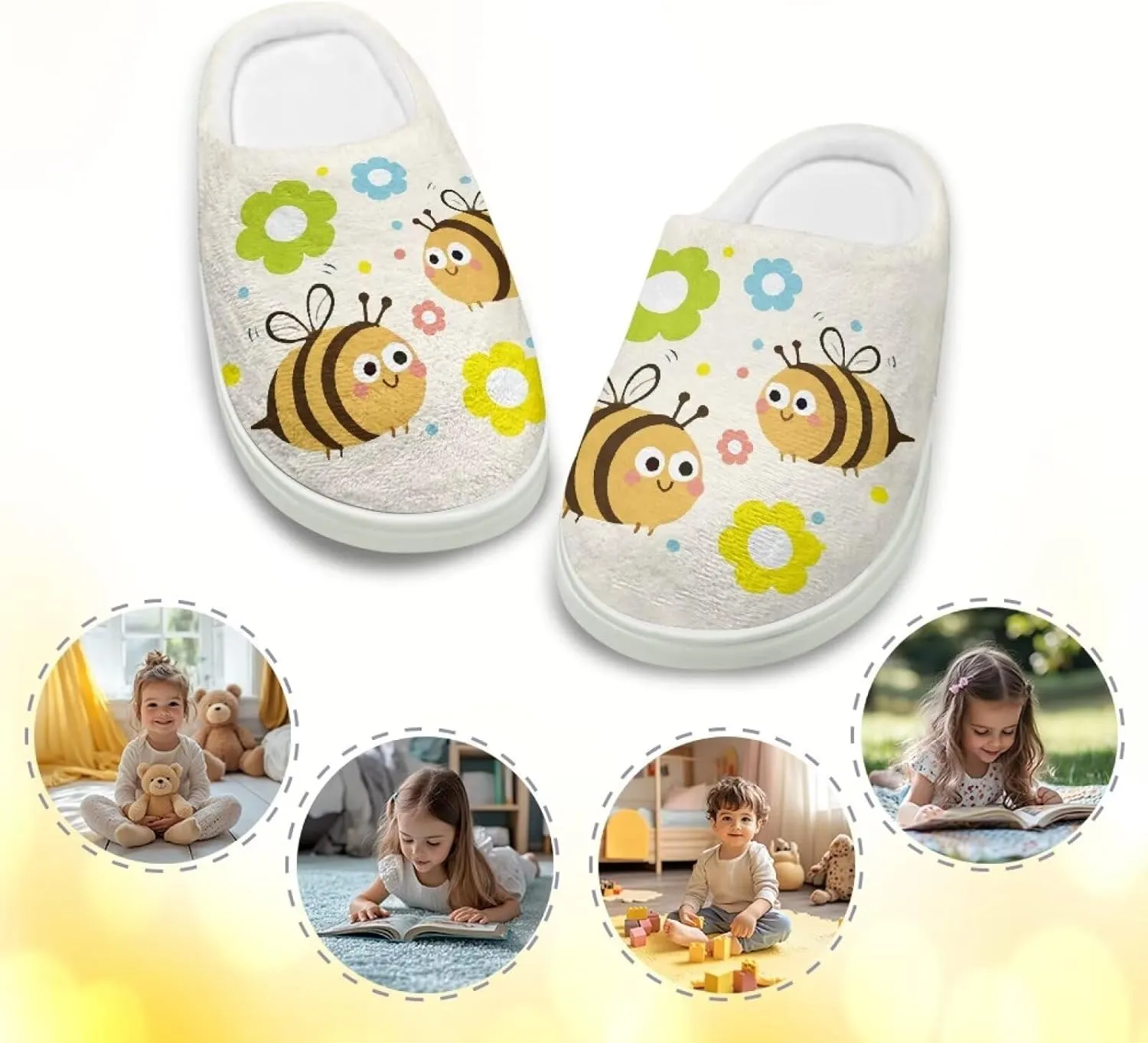 Kids Winter Warm Cotton Slippers Soft Plush Slippers Indoor Non Slip Flannel Fuzzy House Shoes for Boys Girls US 9-15