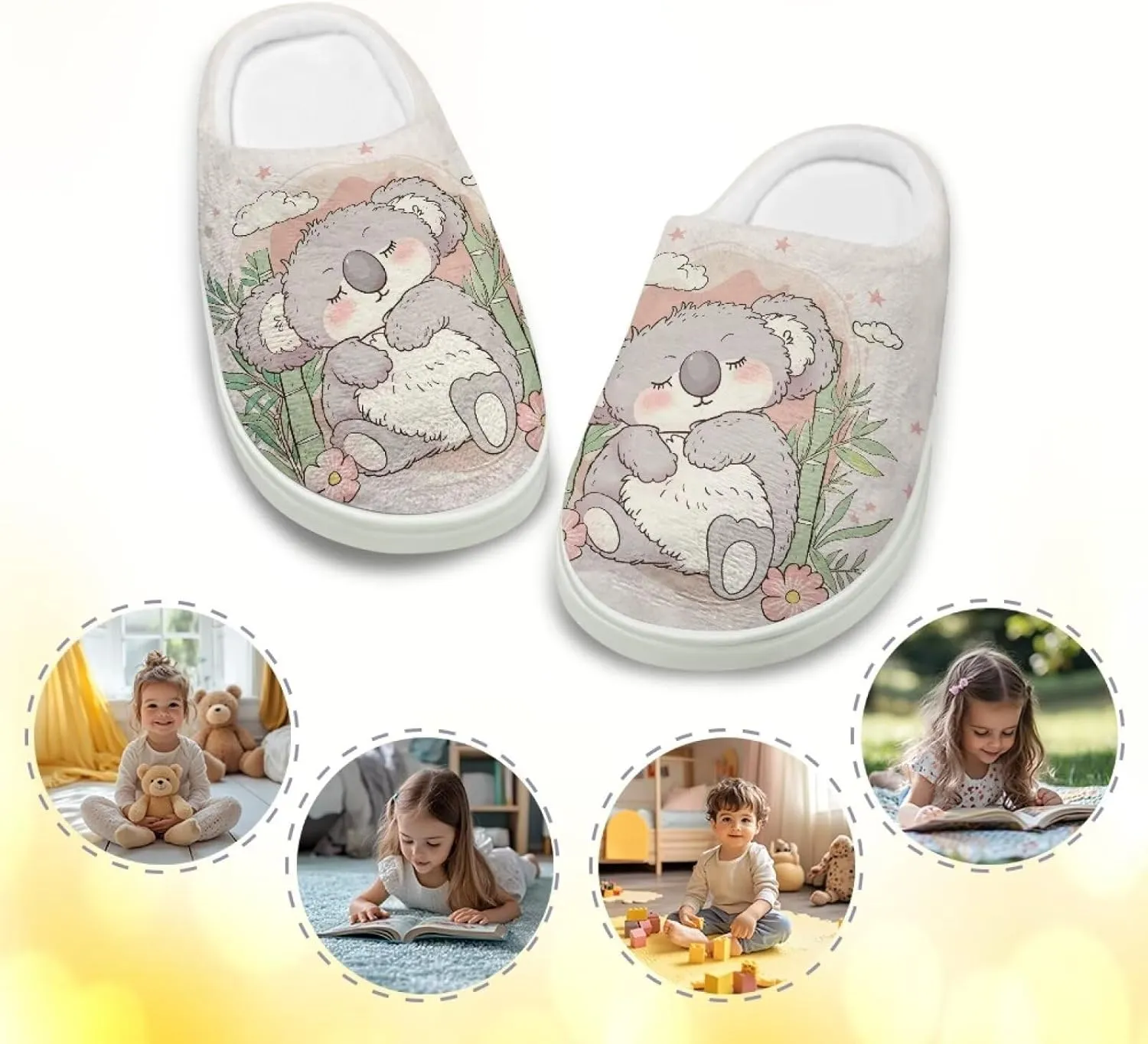 Kids Winter Warm Cotton Slippers Soft Plush Slippers Indoor Non Slip Flannel Fuzzy House Shoes for Boys Girls US 9-15