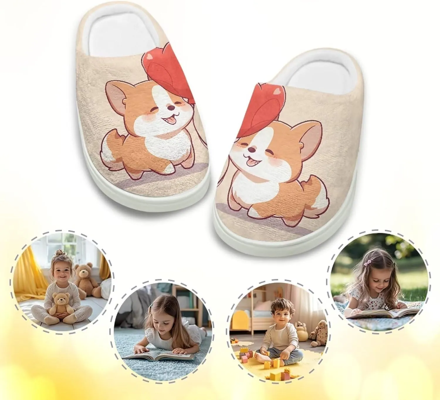 Kids Winter Warm Cotton Slippers Soft Plush Slippers Indoor Non Slip Flannel Fuzzy House Shoes for Boys Girls US 9-15