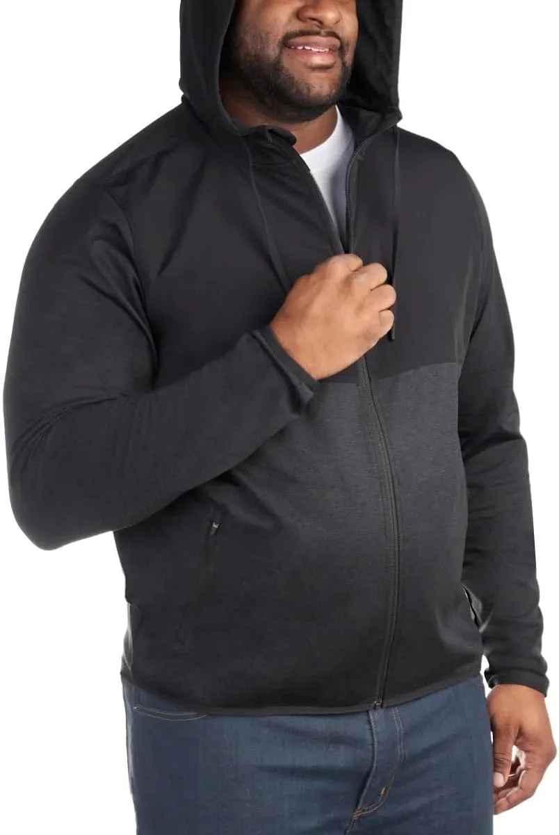 KIRKLAND Signature Men's Mixed Media Jacket, Woven and Knit Fabric, Drawcord Hood, Zippered Pockets