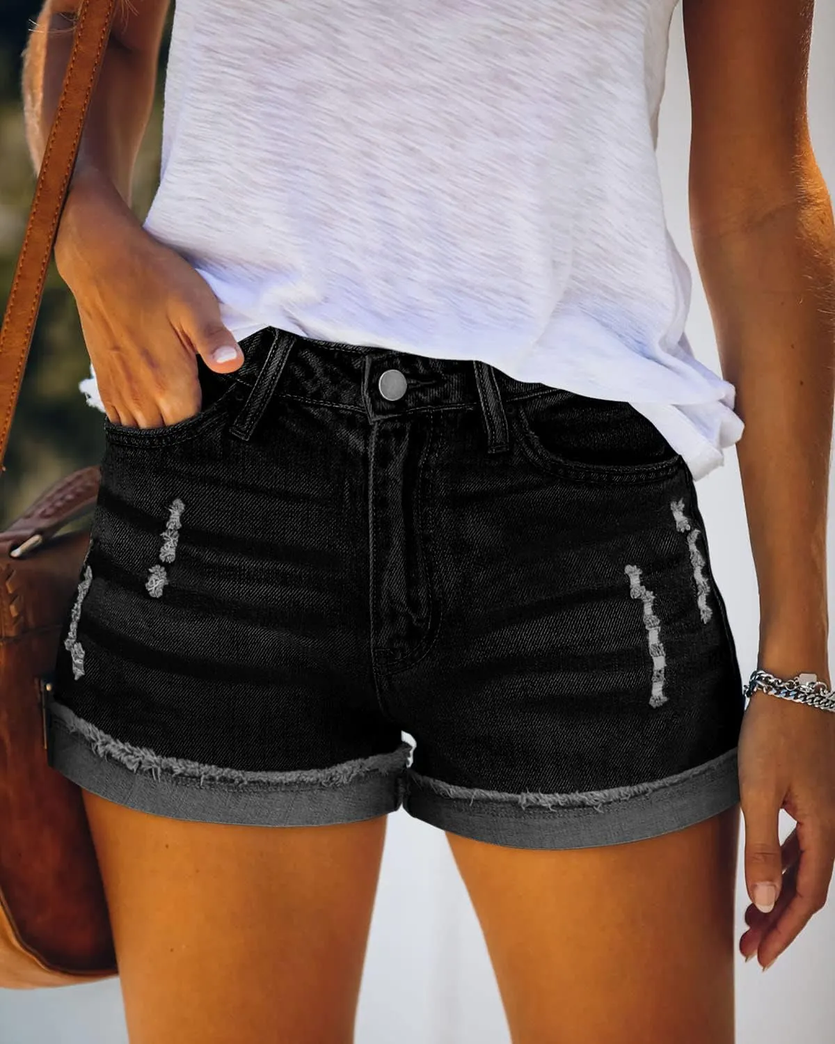 KISSMODA Women's Casual Denim Shorts Summer Jeans Stretchy Hot Short Pants