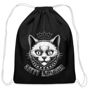 Kitty Leather Cotton Drawstring Bag - Crown Kitty