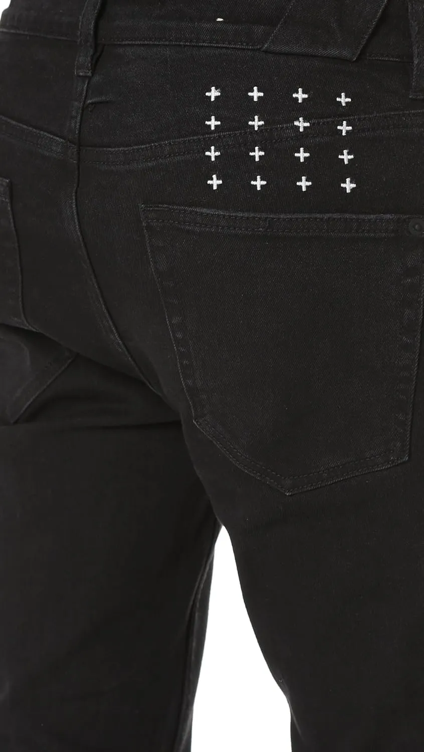 ksubi Men's Black Beard Chitch Chop Distressed Jeans