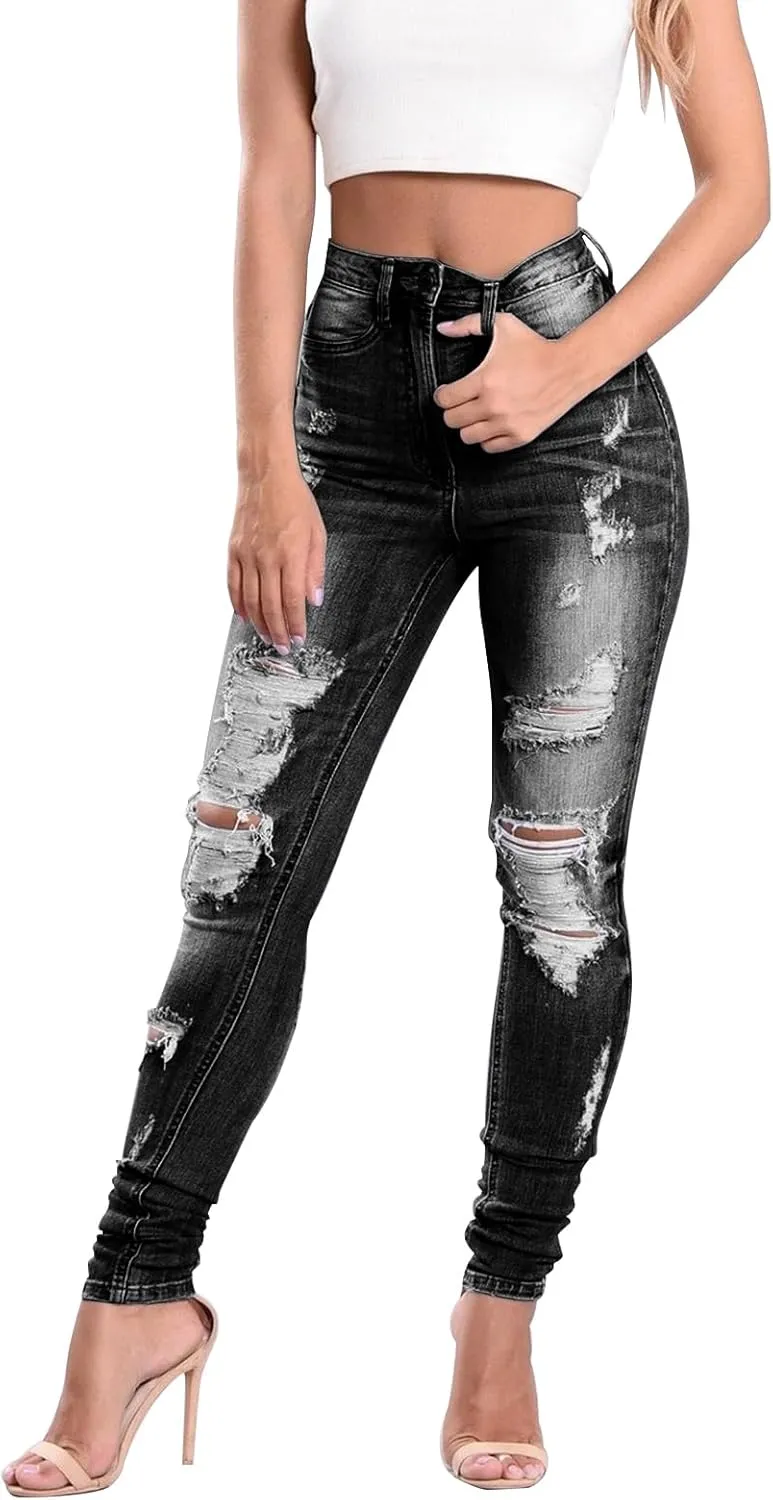 KUNMI Womens Classic High Waisted Skinny Stretch Butt Lifting Jeans Slim Fit Denim Pants