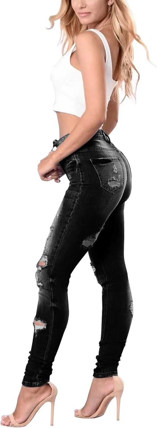 KUNMI Womens Classic High Waisted Skinny Stretch Butt Lifting Jeans Slim Fit Denim Pants