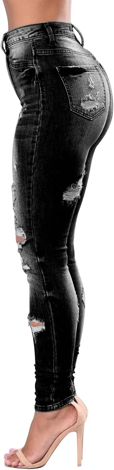 KUNMI Womens Classic High Waisted Skinny Stretch Butt Lifting Jeans Slim Fit Denim Pants