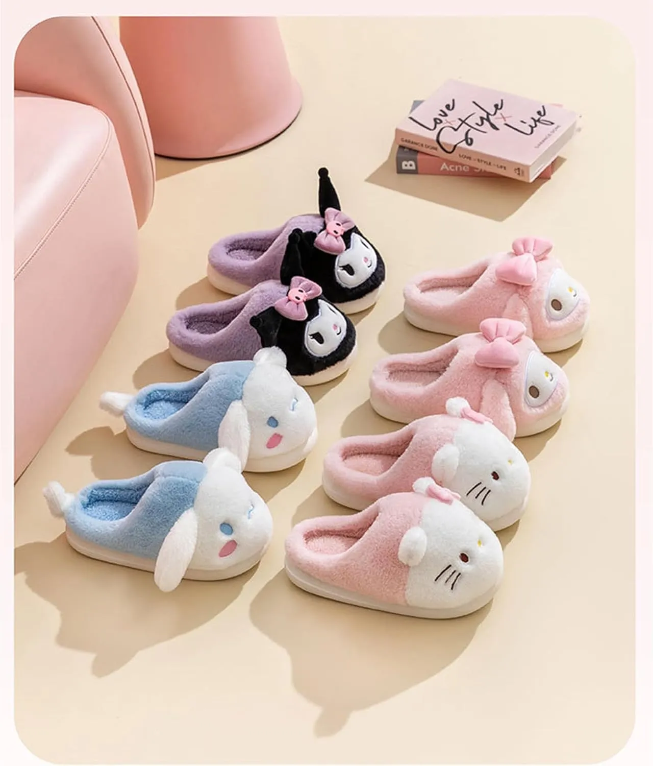 Kuromi with Ribbon Home Slippers for Girls Kids Children