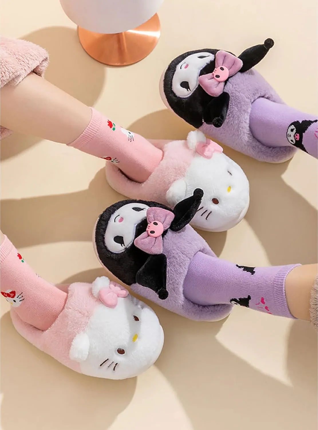 Kuromi with Ribbon Home Slippers for Girls Kids Children