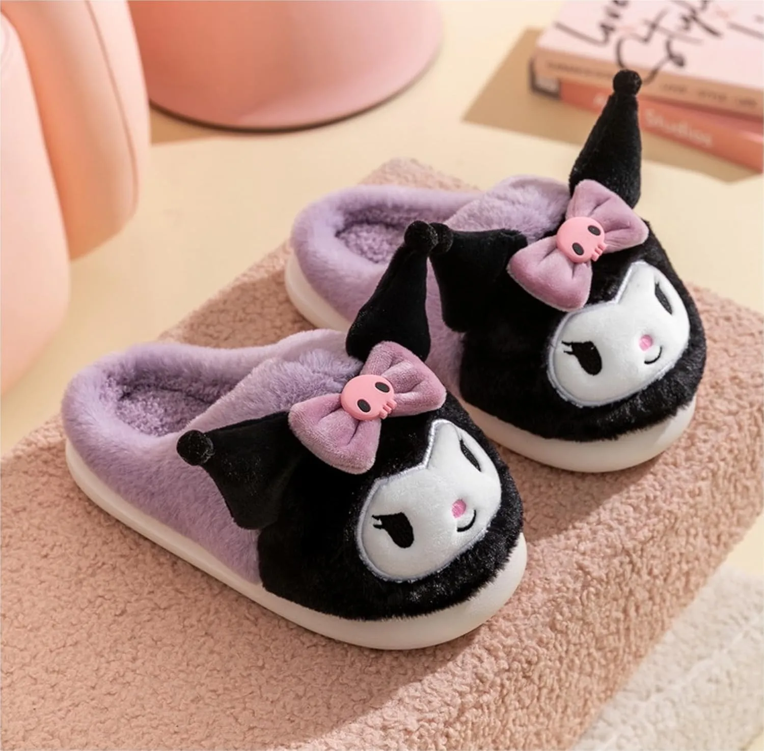 Kuromi with Ribbon Home Slippers for Girls Kids Children