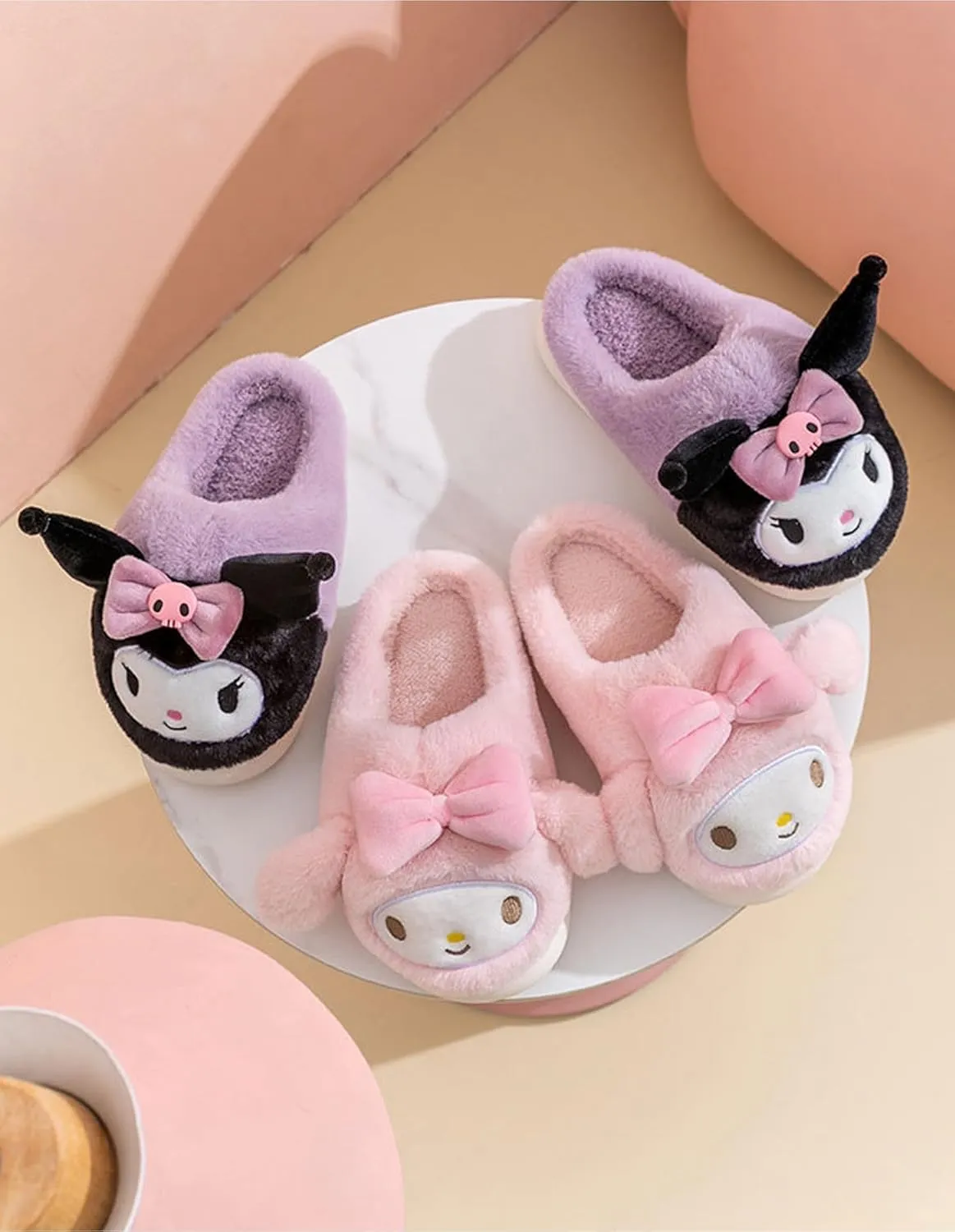 Kuromi with Ribbon Home Slippers for Girls Kids Children