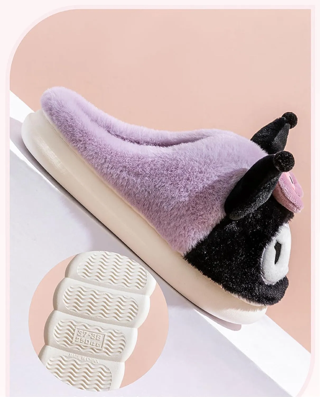 Kuromi with Ribbon Home Slippers for Girls Kids Children
