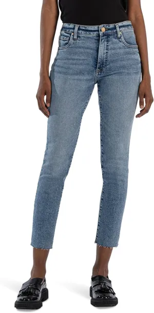 KUT from the Kloth Women's Reese High Rise Fab Ab Ankle Straight Raw Hem