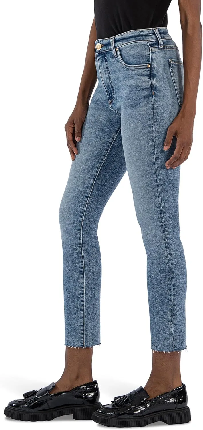 KUT from the Kloth Women's Reese High Rise Fab Ab Ankle Straight Raw Hem