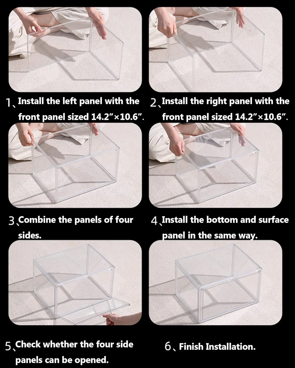 Kuzhi Anti-Dust and Display Acrylic Box,Building Blocks Base Compatible with Various Building Block Toys (14Wx11L, Transparent)