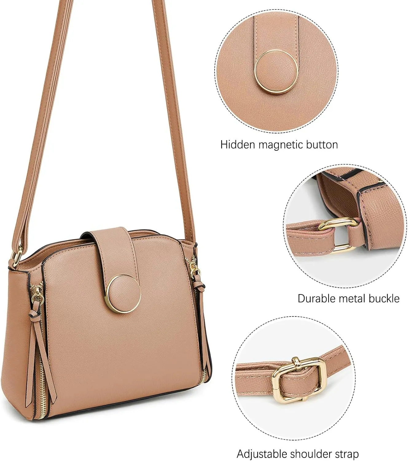 LA TERRE Lightweight Medium Crossbody Bag, Crossbody Purse Shoulder Bag for Women with Adjustable Strap