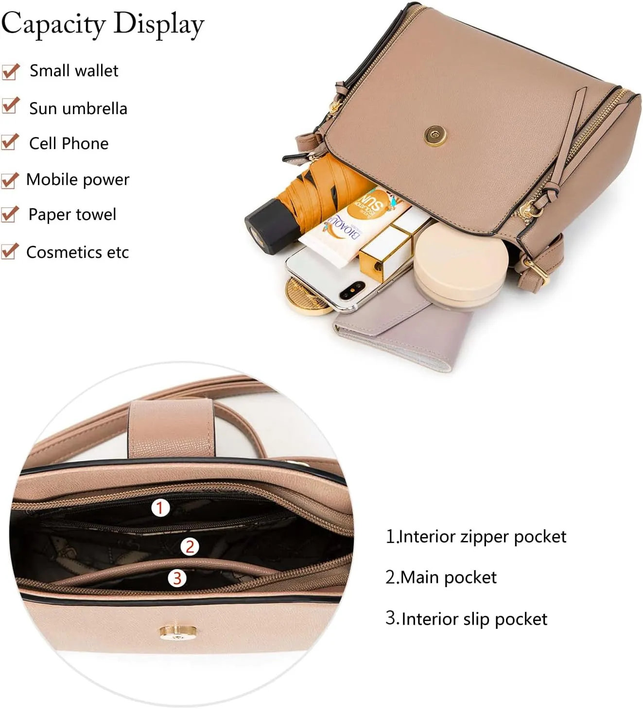 LA TERRE Lightweight Medium Crossbody Bag, Crossbody Purse Shoulder Bag for Women with Adjustable Strap