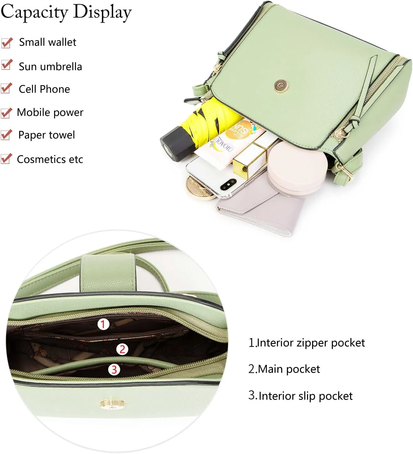 LA TERRE Lightweight Medium Crossbody Bag, Crossbody Purse Shoulder Bag for Women with Adjustable Strap