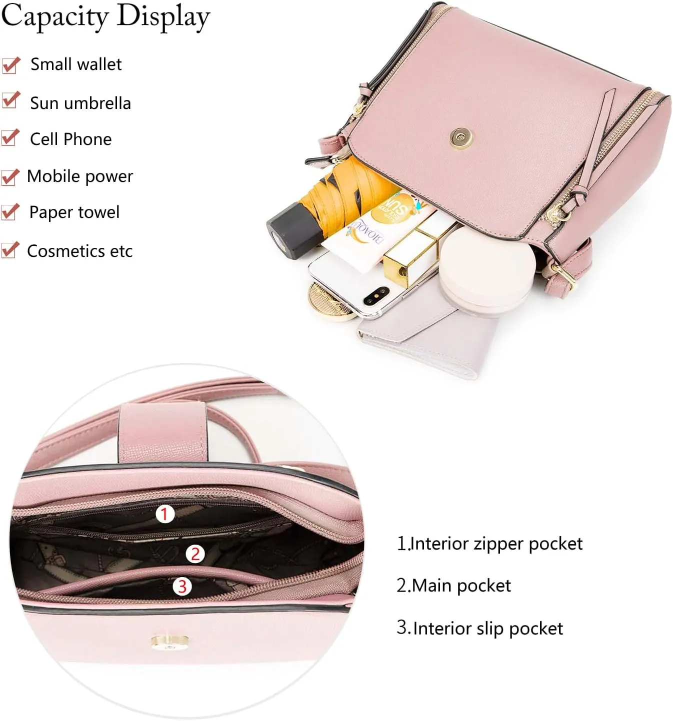 LA TERRE Lightweight Medium Crossbody Bag, Crossbody Purse Shoulder Bag for Women with Adjustable Strap