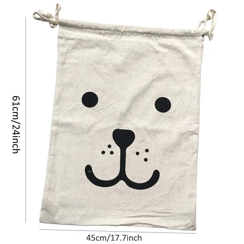 Large Cotton and Linen Laundry Bag - Clothes and Toys Storage Organizer with Drawstring Closure