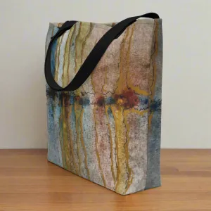 Large Tote Bag With Pocket - Twilight Reflections - Abstract Sunset - Stylish Carryall Inspired by Dusk