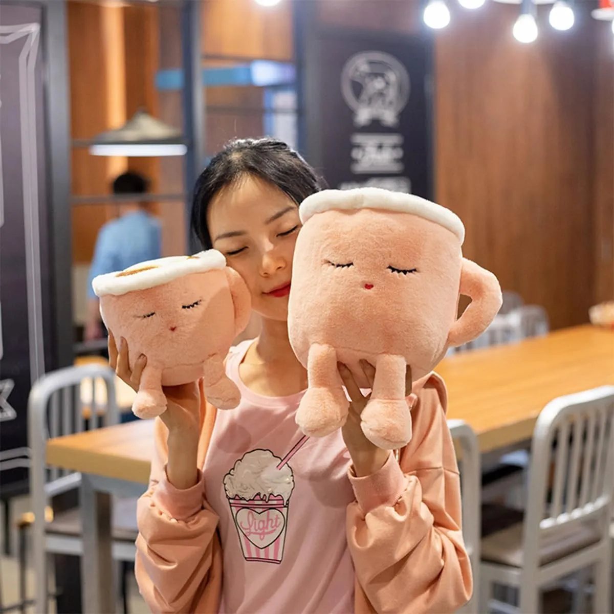 Latte Plush Pillow, 11.8 Inch Coffee Cup Plush Doll Toy, Coffee Food Stuffed Plush, Christmas Birthday Gift for Kids Adults Boys Girls (Pink)