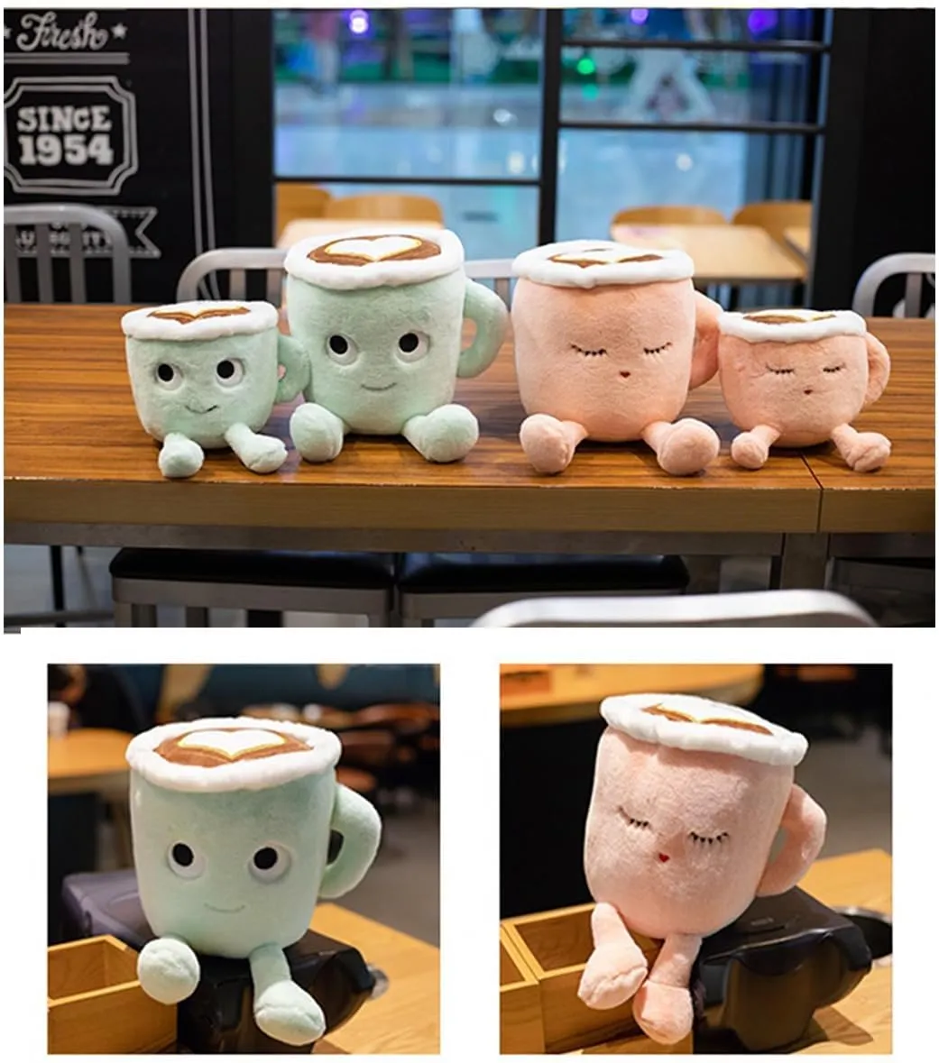 Latte Plush Pillow, 11.8 Inch Coffee Cup Plush Doll Toy, Coffee Food Stuffed Plush, Christmas Birthday Gift for Kids Adults Boys Girls (Pink)