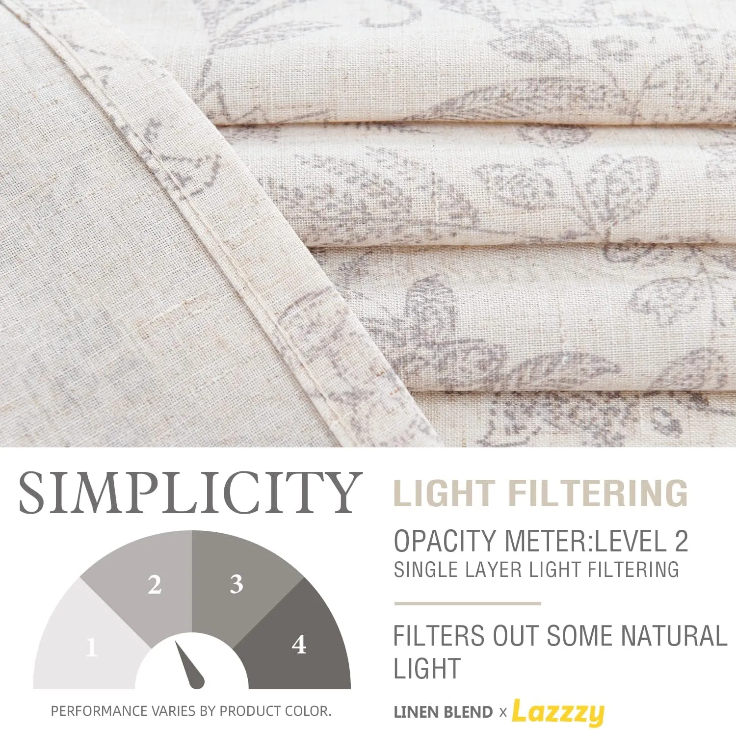 Lazzzy Grey Floral Tie Up Valance Curtain Linen Farmhouse Valance for Kitchen Bathroom Bedroom Country Valances Window Treatments Cafe Curtian 20 Inch Rod Pocket 1 Panel, Purple Gray on Beige