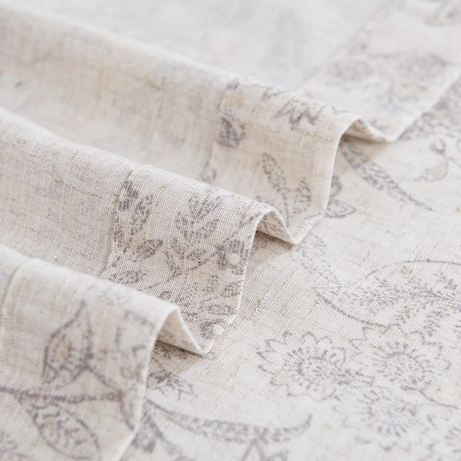Lazzzy Grey Floral Tie Up Valance Curtain Linen Farmhouse Valance for Kitchen Bathroom Bedroom Country Valances Window Treatments Cafe Curtian 20 Inch Rod Pocket 1 Panel, Purple Gray on Beige