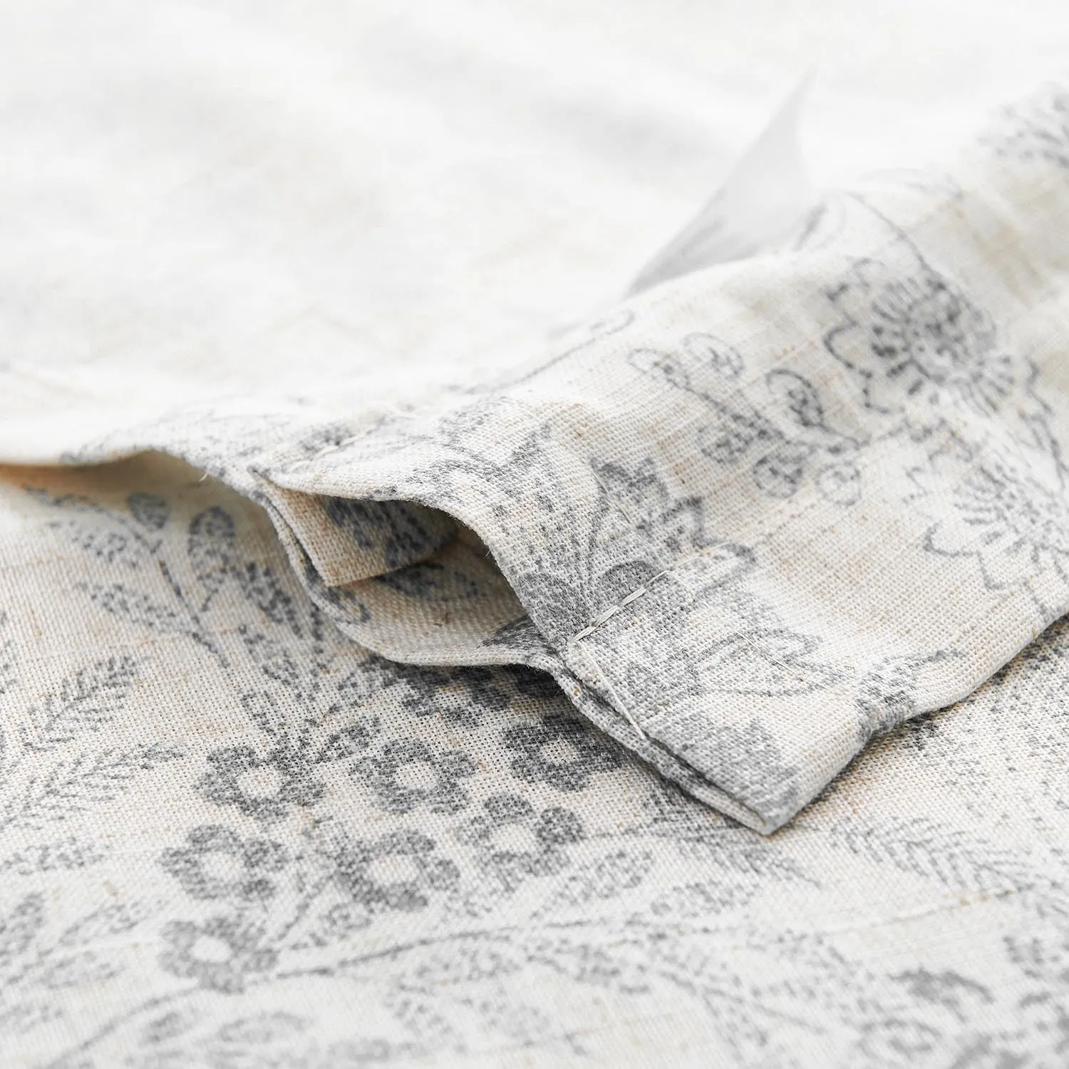 Lazzzy Grey Floral Tie Up Valance Curtain Linen Farmhouse Valance for Kitchen Living Room Bathroom Bedroom Valances Window Treatments Cafe Curtian 20 Inch Rod Pocket 1 Panel, Gray on Beige