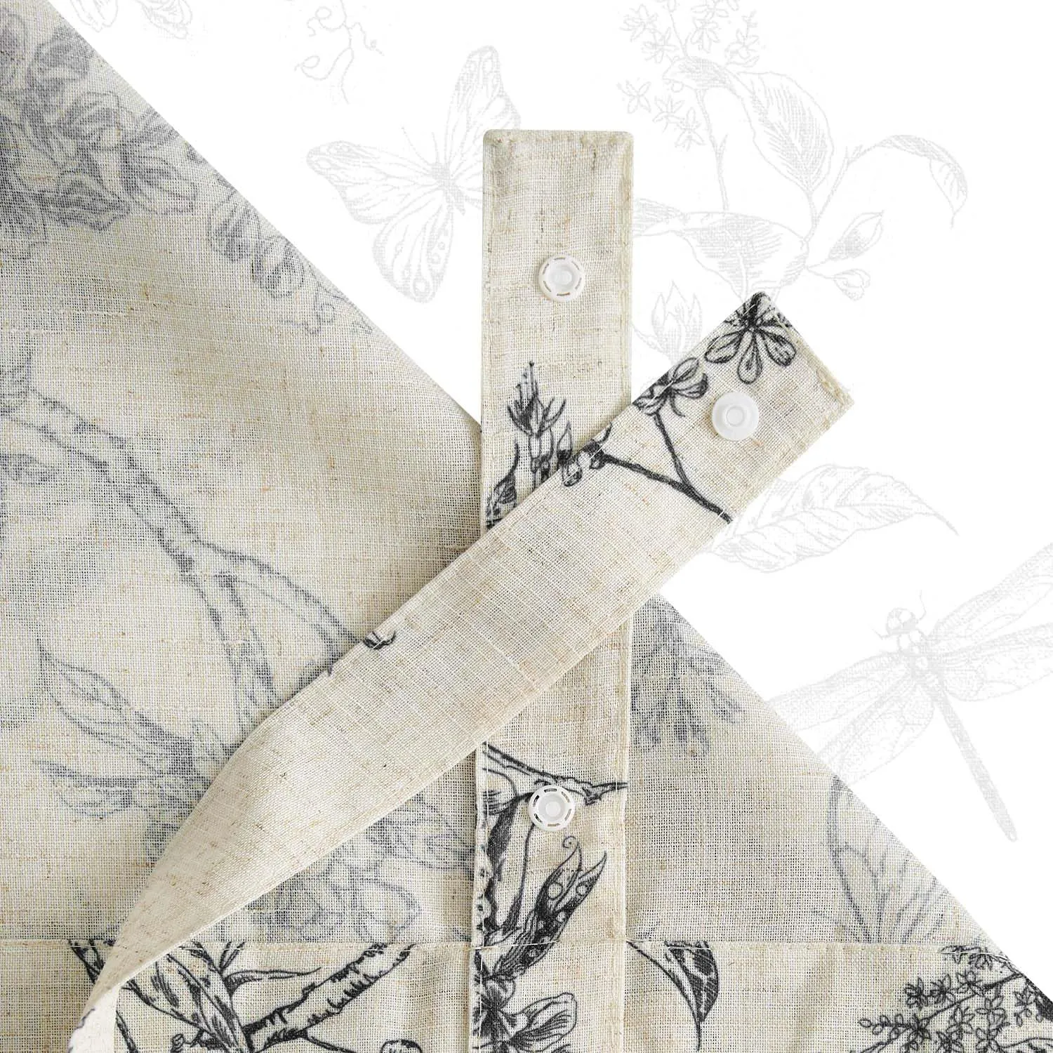 Lazzzy Kitchen Tie Up Valance Curtain Linen Floral Farmhouse Valance for Living Room Bathroom Bedroom Country Valances Window Treatments Small Cafe Curtian 20 Inch Rod Pocket 1 Panel Black on Beige