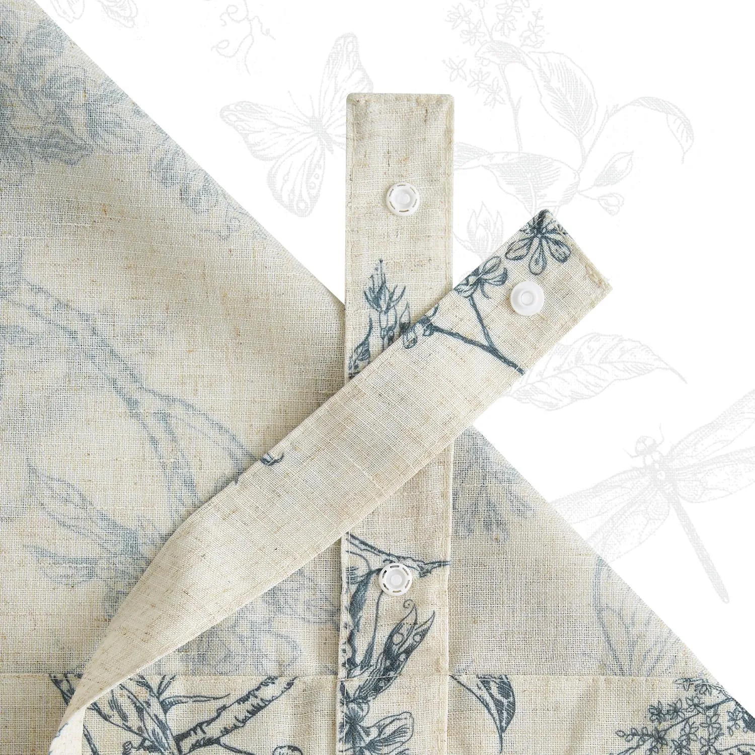 Lazzzy Kitchen Tie Up Valance Curtain Linen Floral Farmhouse Valance for Living Room Bathroom Bedroom Country Valances Window Treatments Small Cafe Curtian 20 Inch Rod Pocket 1 Panel Blue on Beige